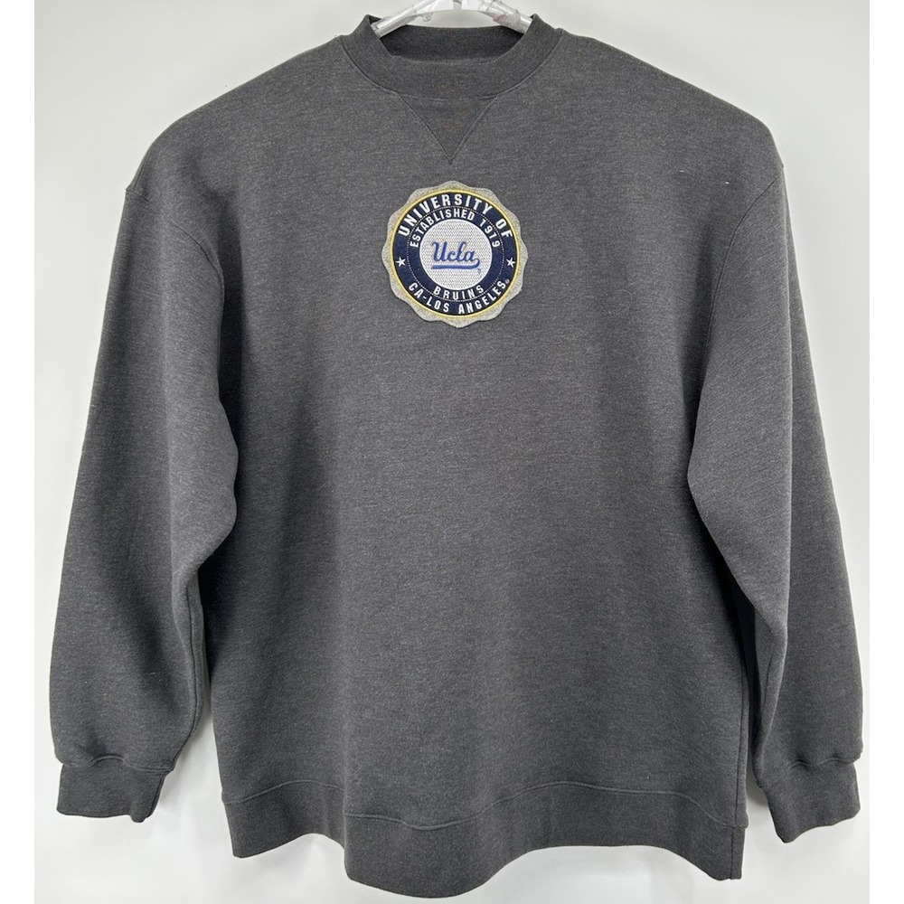Adidas UCLA Bruins Embroidered Long Sleeve Pullover Sweatshirt Gray Men's XL - Picture 1 of 5